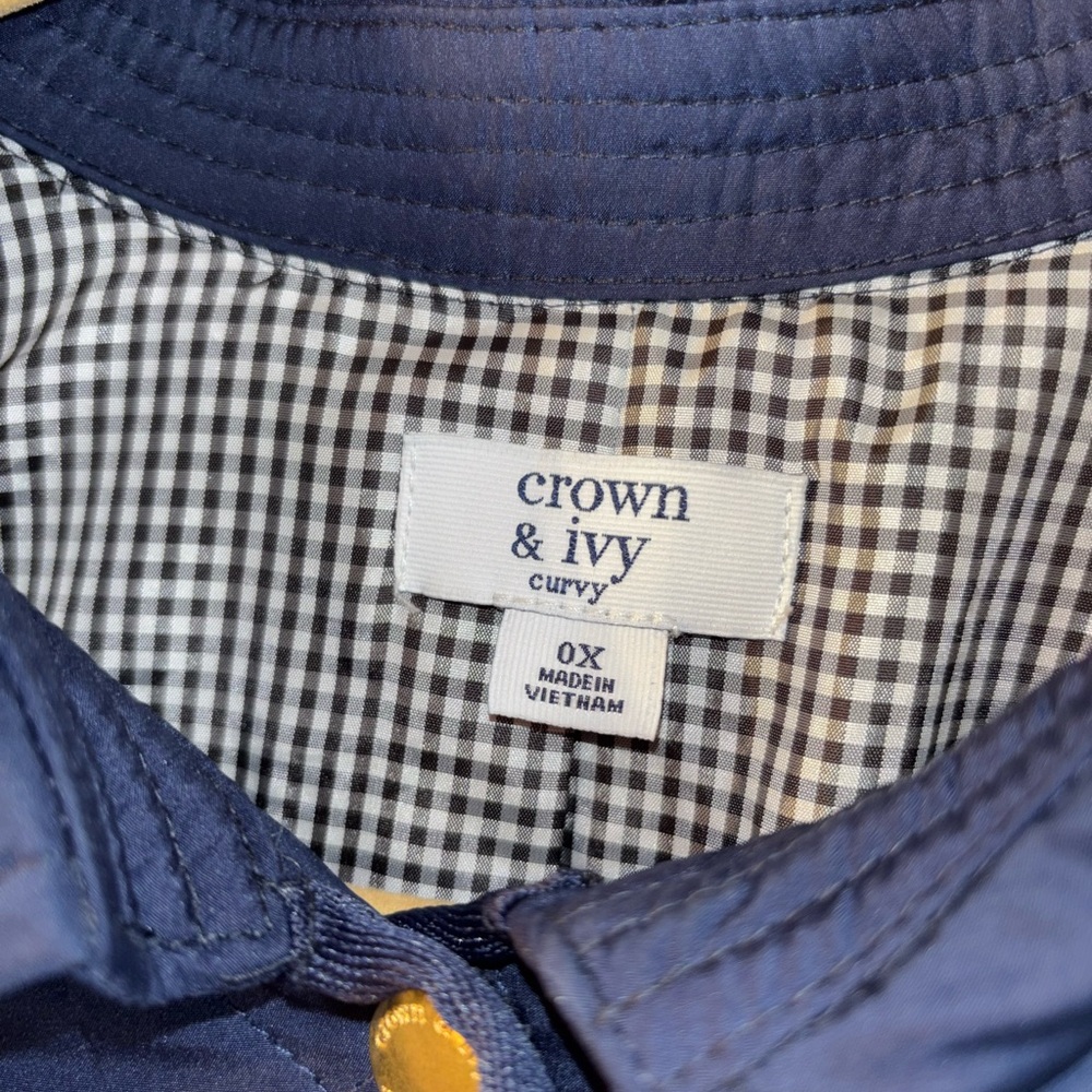 Crown & Ivy Curvy Quilted Navy Coat - Picture 3 of 6